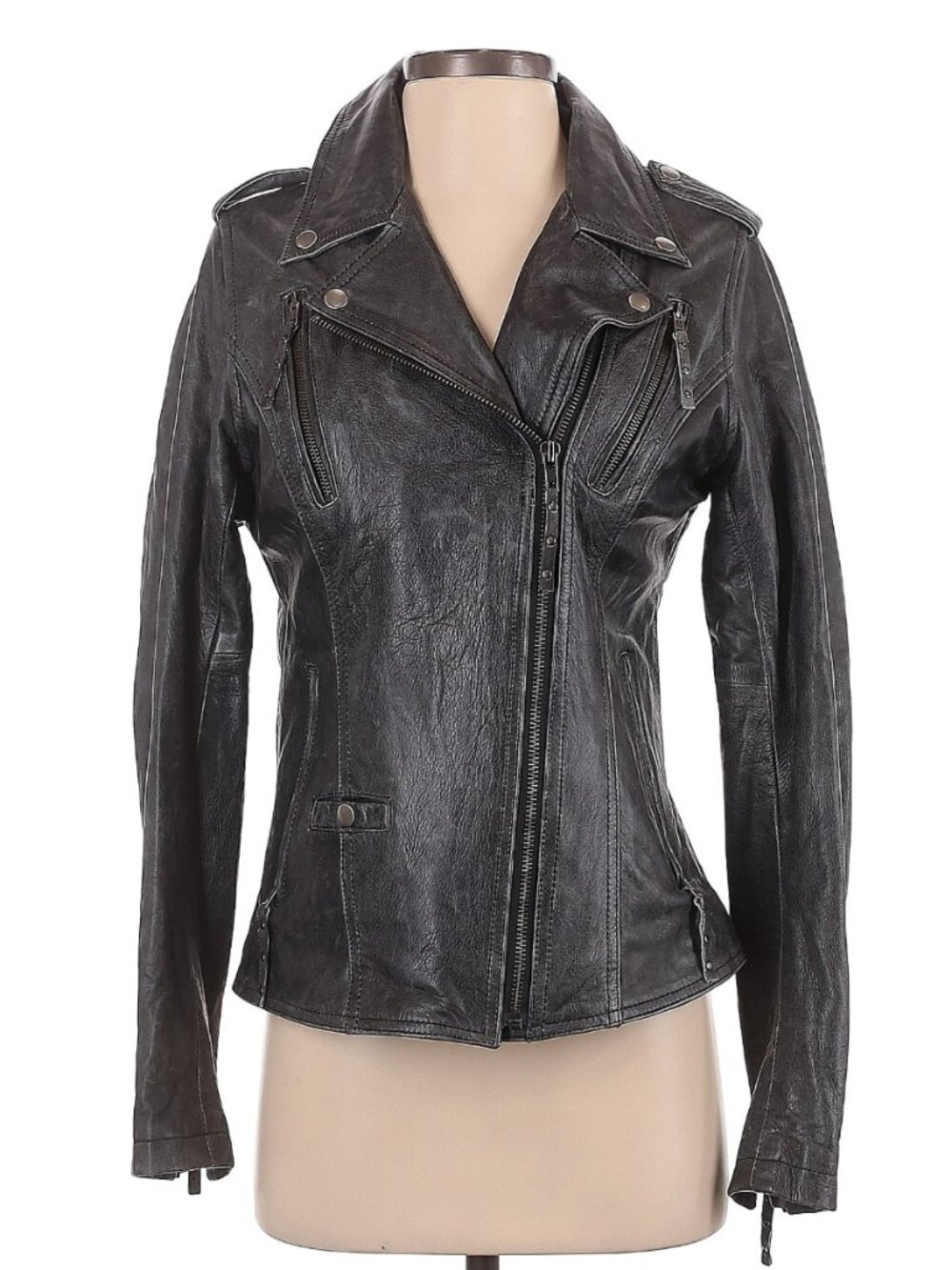 Sturgis Leather Co. Black Genuine Leather Moto Jacket Women’s Small